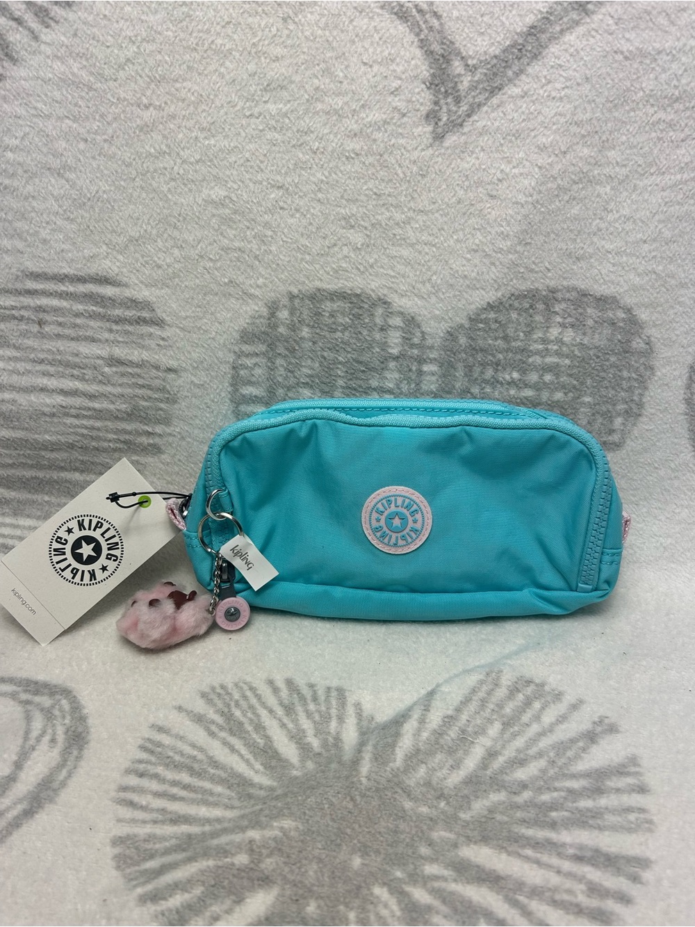 Kipling NWT GITROY Metallic Pencil Cosmetic Case Accessories Sea Blue